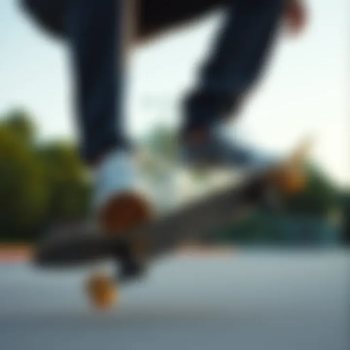 Enhanced Skateboarding Performance with Crep Protect Insoles Skateboarder demonstrating improved performance with Crep Protect insoles during a trick