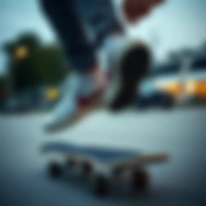 Nike Blazers in Action on the Skateboard Skateboarder performing a trick while wearing Nike Blazers