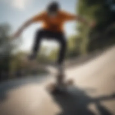 Skateboarder in Action with Protechelmets A skateboarder demonstrating the effectiveness of protechelmets during a trick.