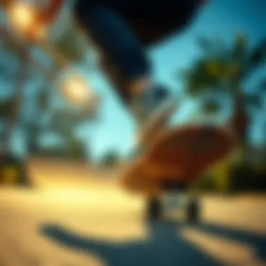 Skateboarding with Style and Function Skateboarder performing a trick in Vans shoes
