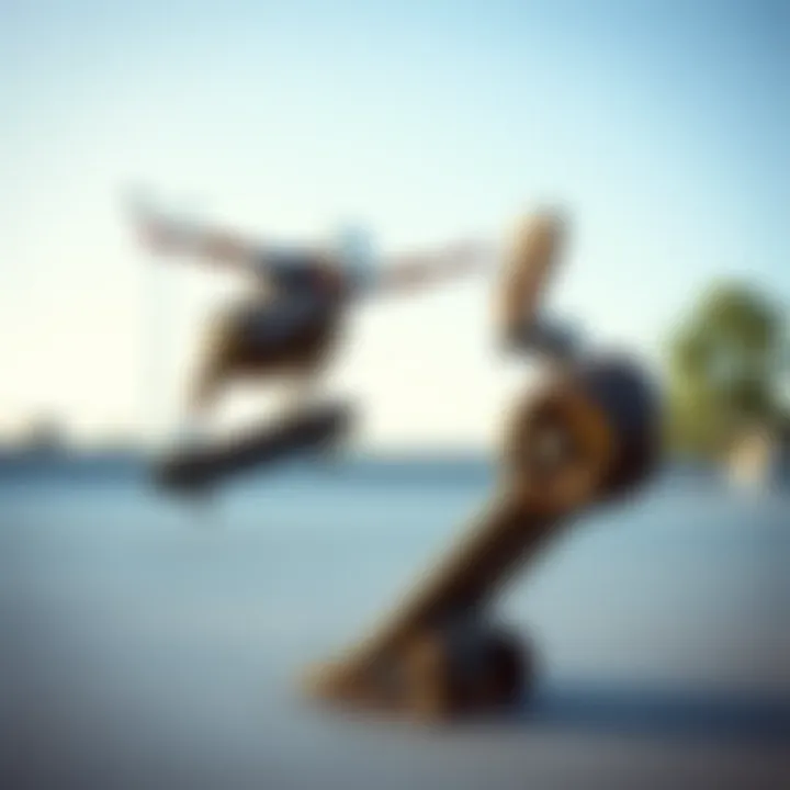 Skateboarding Tricks with Varied Wheel Types Skateboarder performing tricks on different wheel types