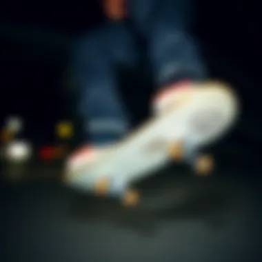 Skater performing trick wearing Nike leather shoes