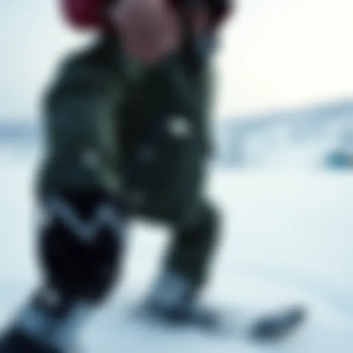 Advanced Features in Action Demonstration of snow jacket features in a snowy landscape