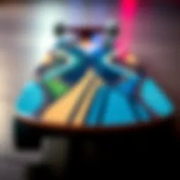 Close-up view of tensor skateboard deck showcasing innovative design
