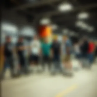A group of skateboarders enjoying a community event hosted by TGM Skate Shop.