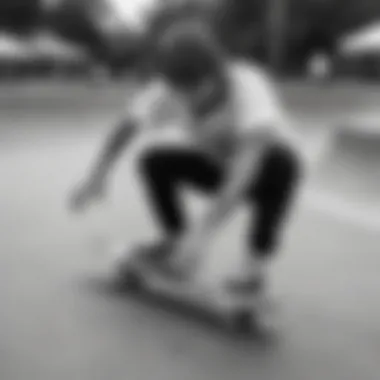 Skateboarder Sporting Black and White Bandana Vans Skateboarder wearing black and white bandana Vans at a skate park