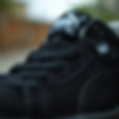 Close-up of the texture and design details of Puma suede material