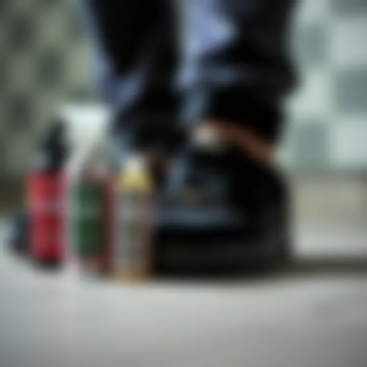 Care products for maintaining black on black Puma suede sneakers