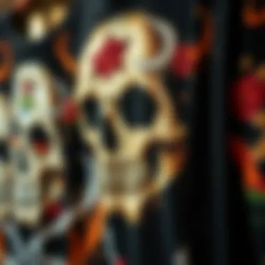 Intricate Skull Shirt Designs Close-up of intricate skull shirt designs highlighting artistic elements