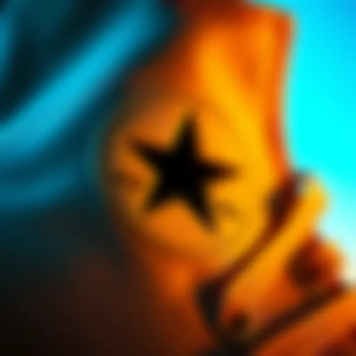 Heritage Symbol: The Iconic Star Logo Close-up of the signature star logo on Chuck Taylor Hi, symbolizing heritage
