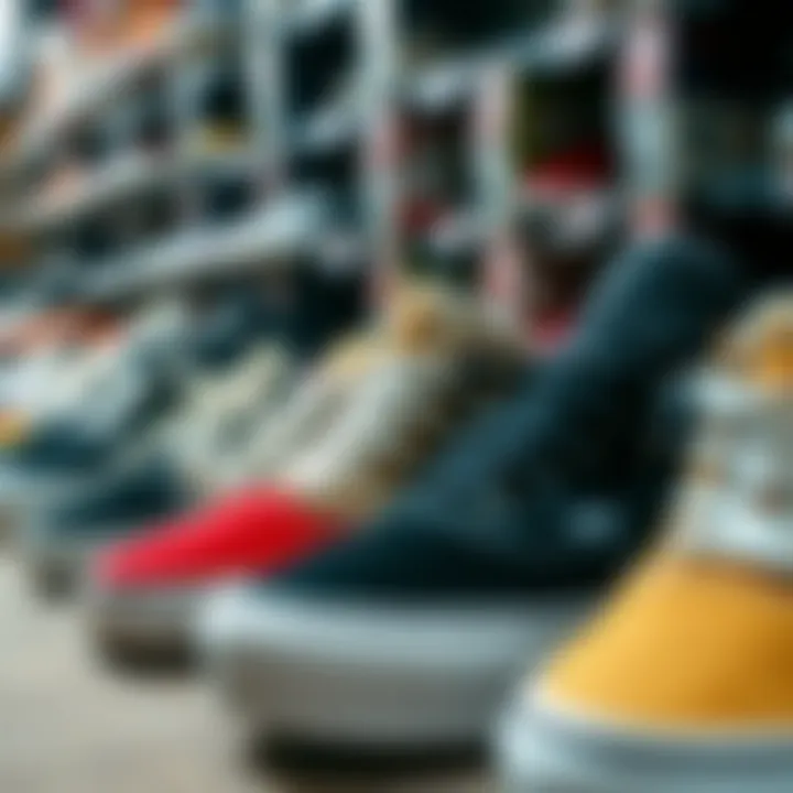 Variety of Vans Styles Various styles of Vans skate shoes lined up for display