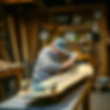 Craftsmanship in Wooden Skateboards An artisan crafting a wooden skateboard in a workshop