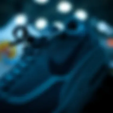 Sleek Design Features of Black Nike Shoes Close-up of black Nike shoe design showcasing its sleek lines and textures