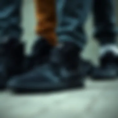 Style Versatility of Black Nike Shoes A collection of black Nike shoes displayed with various outfit pairings