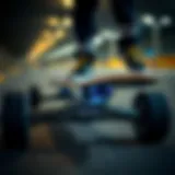 Advanced Battery Technology in Electric Skateboards Close-up of an electric skateboard showcasing its advanced battery technology.