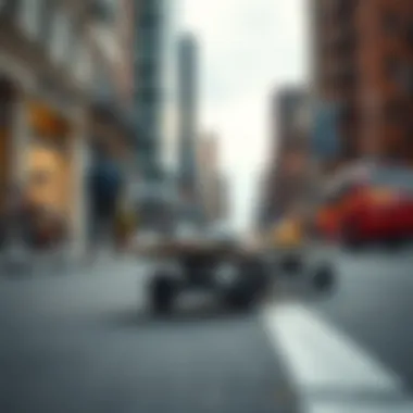 Modern Aesthetic of Electric Skateboards A sleek electric skateboard design on an urban street, illustrating modern aesthetics.