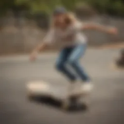 Vintage skateboarding scene showcasing classic boards and attire