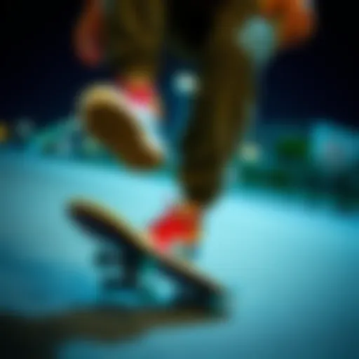 Dynamic skateboarder showcasing dope man shoes in action