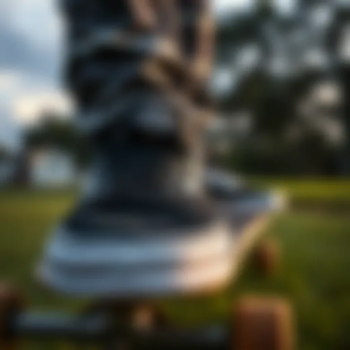 Close-Up of Vans on a Skateboard Close-up of Vans shoes on a skateboard
