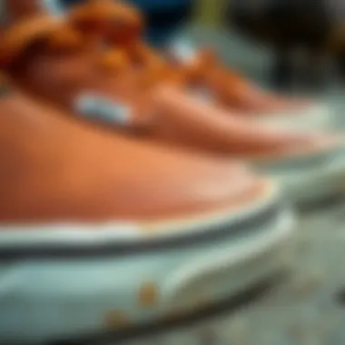 Examining the Durable Craftsmanship of Brown Leather Vans Close-up of the durable stitching on brown leather Vans slip-ons