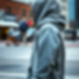 The essence of the basic grey hoodie captured in urban surroundings.