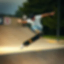 Skateboarder executing a complex trick