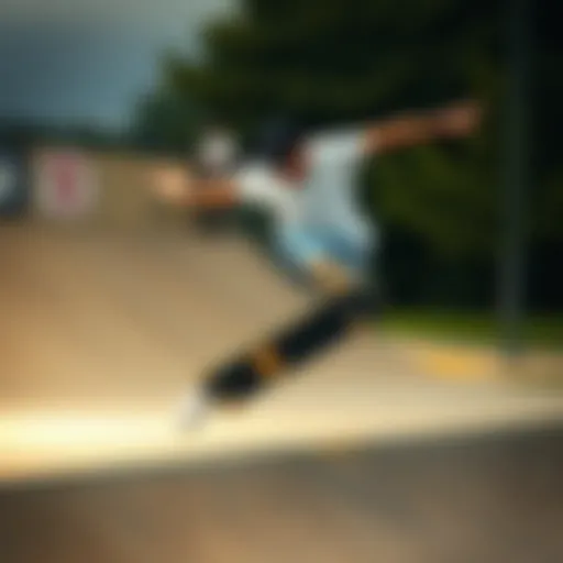 Mastery in Motion Skateboarder executing a complex trick