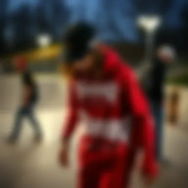 Thrasher Style at the Skate Park Thrasher clothing worn at a skate park, highlighting community and style