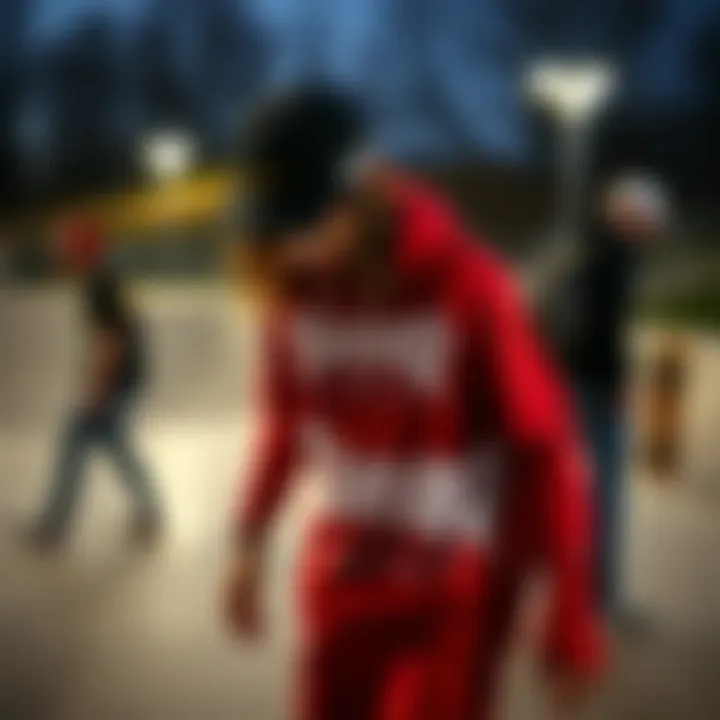 Thrasher Style at the Skate Park Thrasher clothing worn at a skate park, highlighting community and style