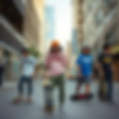 Urban Skateboarders in Thrasher Skateboarders showcasing Thrasher apparel in an urban environment