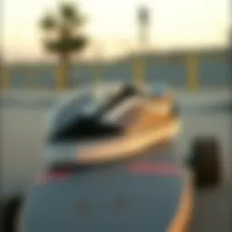 Classic 80s Vans shoes displayed on a skateboard