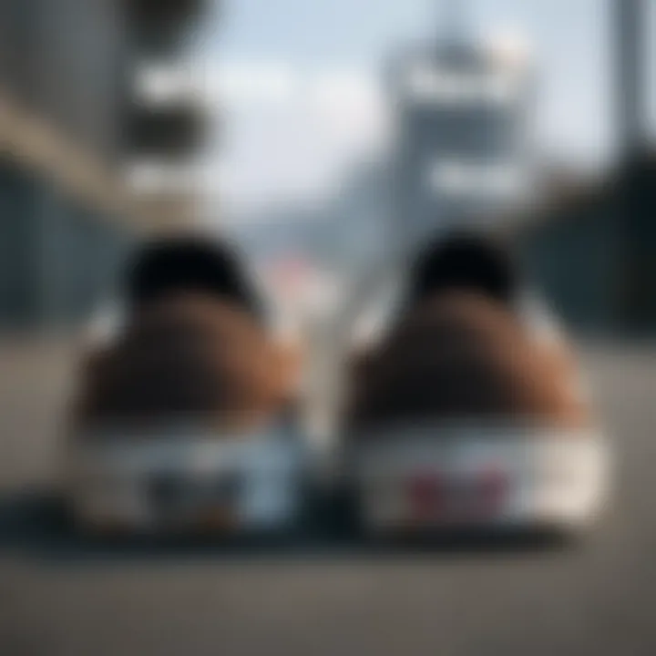 A comparison of a worn versus a new foxing slip on Vans.