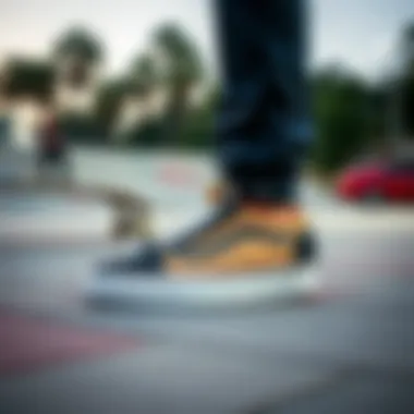 Vans Shoes in Skateboarding Culture Vans shoes showcased in a skateboard park setting