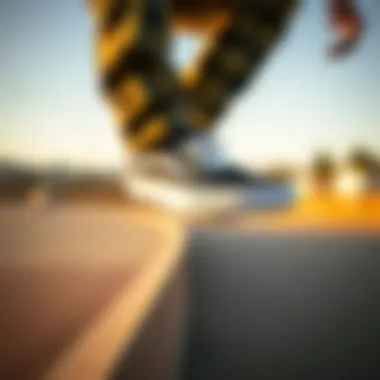 Vans Shoes in Action Skateboarder wearing Vans shoes during a trick