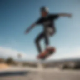 A skateboarder wearing a stylish helmet while performing tricks