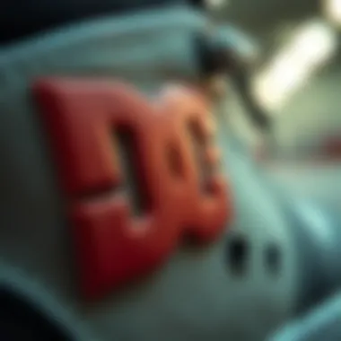 Quality Craftsmanship of DC Shoes Close-up of DC Shoes logo highlighting quality craftsmanship