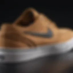 Close-up view of the Nike SB Janoski Canvas showcasing intricate stitching and material quality.