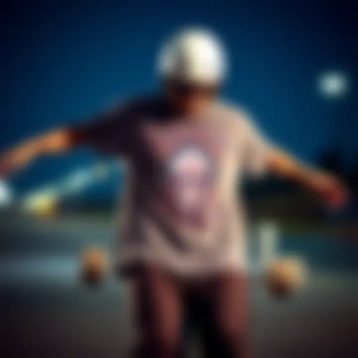 A collection of graphic tees with unique designs for skateboarders