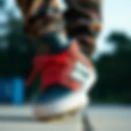 Artistic representation of unique skateboard footwear