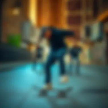 The Urban Canvas: Skating to the Beats of Tupac Skateboarders skateboarding in an urban setting inspired by Tupac's music