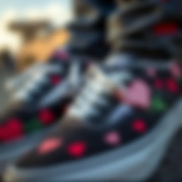 Customized Romance: Vans for Valentine's Day Close-up of customized Vans with romantic designs