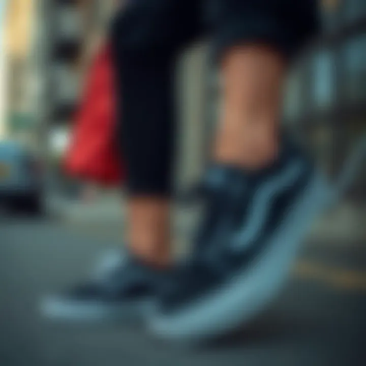 A fashionable outfit featuring Vans Authentic Black shoes in an urban setting