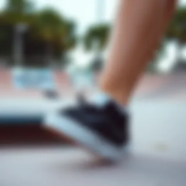 Stylish Vans Authentic Black sneakers on a skatepark surface