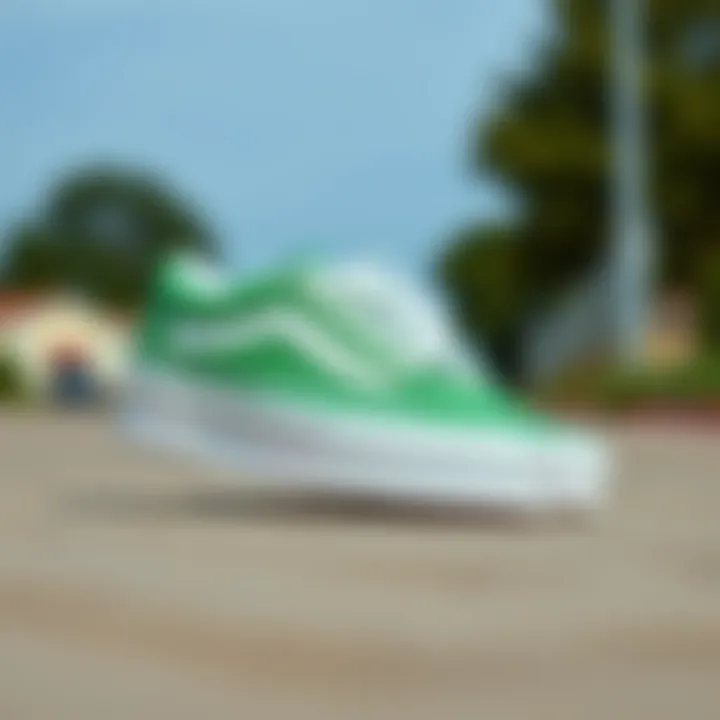 Unique Design of Vans Old Skool Platform Green Vans Old Skool Platform Green showcasing its unique design and colorway