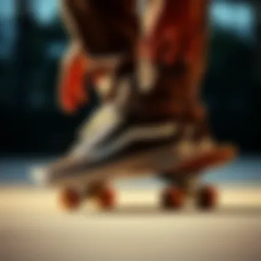 Dynamic Skateboarding with Vans Old Skool Skate Hi Vans Old Skool Skate Hi in action on a skateboard