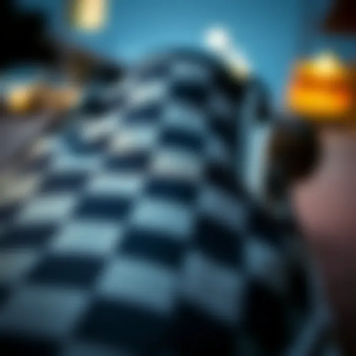 Textural Detail of Vans Slip-On Checkerboard Black Pewter Close-up of the Vans Slip-On Checkerboard Black Pewter highlighting texture