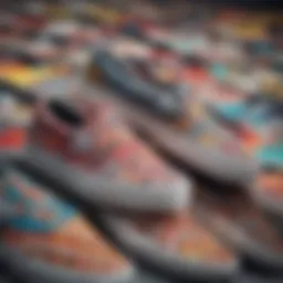 Artistic display of Vans slip-ons showcasing vibrant patterns