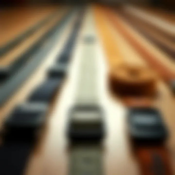 Comparing Styles of Vans Web Belts Various styles of Vans web belts laid out for comparison